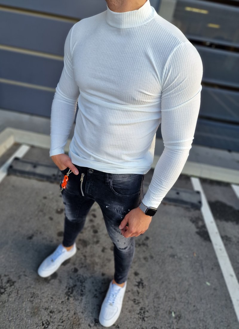 POLU ROLKA slim fit Bela