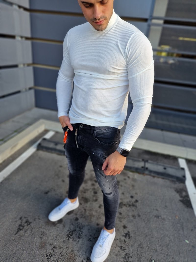 POLU ROLKA slim fit Bela
